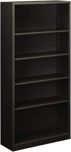 Hon - 5 Shelf, 71" High x 34-1/2" Wide Bookcase - 12-5/8" Deep, Steel, Charcoal - Industrial Tool & Supply