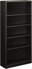 Hon - 5 Shelf, 71" High x 34-1/2" Wide Bookcase - 12-5/8" Deep, Steel, Charcoal - Industrial Tool & Supply