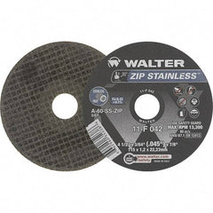 WALTER Surface Technologies - 4-1/2" Aluminum Oxide Cutoff Wheel - 0.045" Thick, 7/8" Arbor, 13,300 Max RPM, Use with Angle Grinders - Industrial Tool & Supply