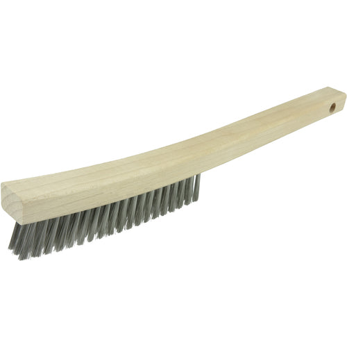 Plater's Brush, Stainless Steel Fill, 3 × 19 Rows, Curved Handle - Industrial Tool & Supply