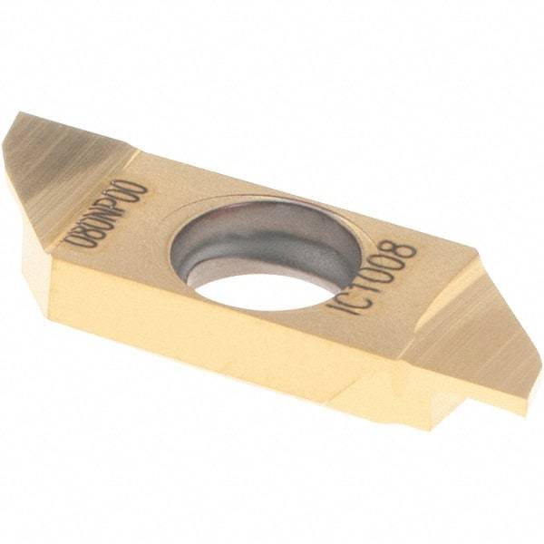 Iscar - SCIR22080 P IC1008 Grade, 0.0315" Cutting Width, Carbide Cutoff Insert - Neutral Lead Angle, TiAlN/TiN Coated, Single End - Industrial Tool & Supply