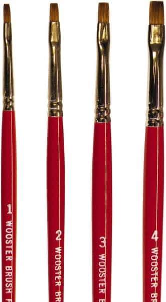 Wooster Brush - #3 Sable Artist's Paint Brush - 1/8" Wide, 17/64" Bristle Length, 5-3/4" Plastic Handle - Industrial Tool & Supply