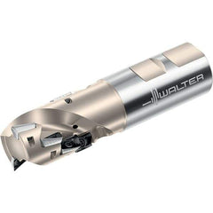 Walter - 32mm Cut Diam, 43mm Max Depth of Cut, 32mm Shank Diam, 125mm OAL, Indexable Square Shoulder Helical End Mill - Multiple Insert Styles, Weldon Shank, 90° Lead Angle, Through Coolant, Series Xtra-tec - Industrial Tool & Supply