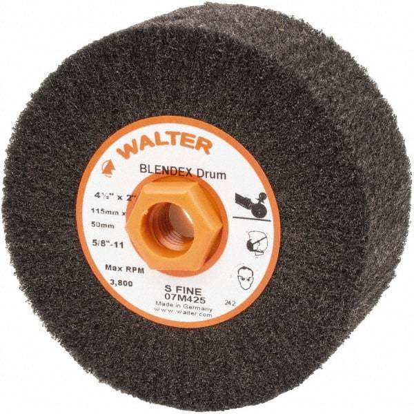 WALTER Surface Technologies - 4-1/2" Diam Aluminum Oxide Unmounted Flap Wheel - 5/8" Hole, 5/8-11 Thread, 2" Wide, Nonwoven, Very Fine Grade, 3,800 Max RPM - Industrial Tool & Supply