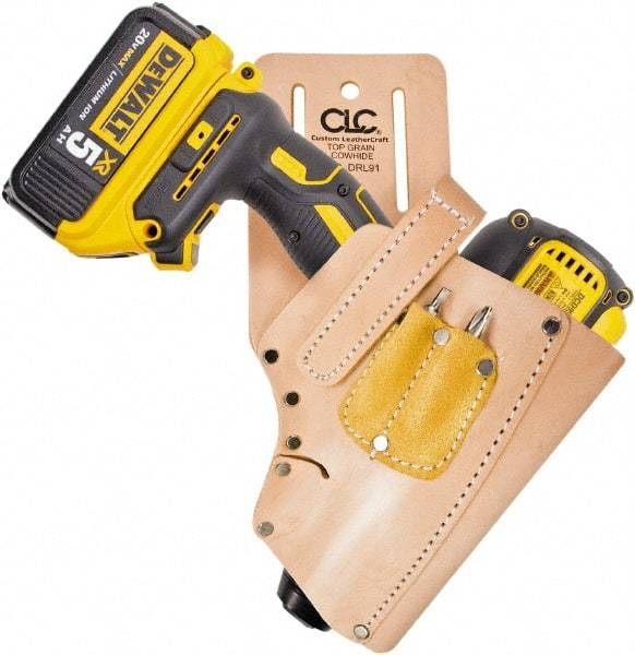 CLC - Drill/Impact Driver Holster with 3 Pockets - Leather, Natural (Color) - Industrial Tool & Supply