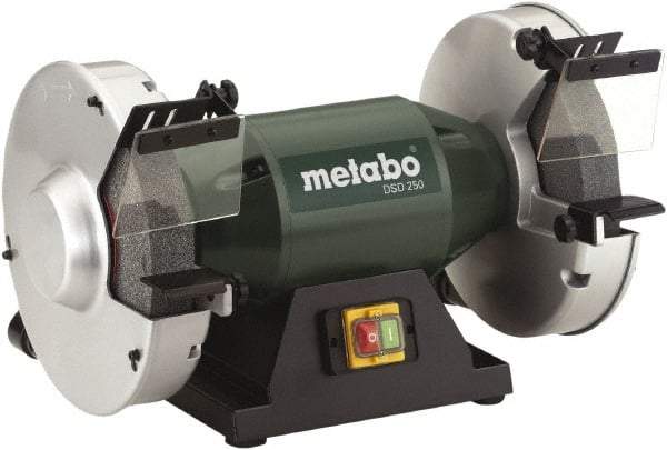 Metabo - 10" Wheel Diam x 1-1/2" Wheel Width, 1-1/2 hp Bench Grinder - 1-1/2" Arbor Hole Diam, 1 Phase, 1,780 Max RPM, 120 Volts - Industrial Tool & Supply