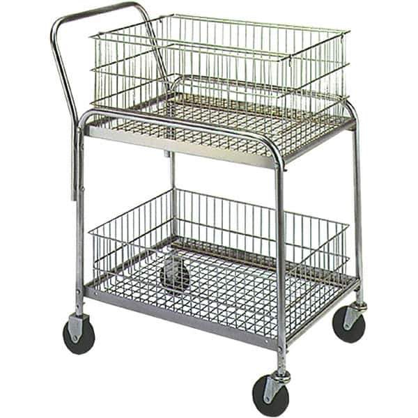 Wesco Industrial Products - 200 Lb Capacity, 20" Wide x 33" Long x 37-1/2" High Mail Cart - 2 Shelf, Steel, Hard Rubber Casters - Industrial Tool & Supply