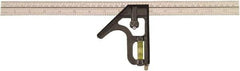 Johnson Level & Tool - 1 Piece, 16" Combination Square Set - 1/8 & 1/16" (Inch/Metric) Graduation, Stainless Steel Blade, Cast Zinc Head - Industrial Tool & Supply