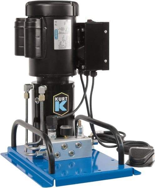 Kurt - 5,000 psi Air-Hydraulic Pump & Jack - Use with Single Acting Cylinders, Advance, Hold & Retract - Industrial Tool & Supply