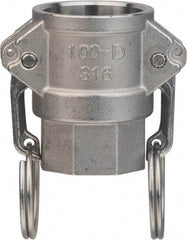 Value Collection - 3" Stainless Steel Cam & Groove Suction & Discharge Hose Female Coupler Female NPT Thread - Part D, 3" Thread, 500 Max psi - Industrial Tool & Supply