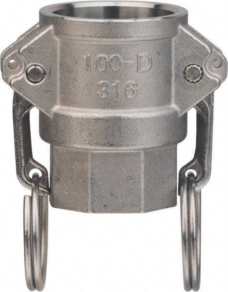 Value Collection - 1-1/2" Stainless Steel Cam & Groove Suction & Discharge Hose Female Coupler Female NPT Thread - Part D, 1-1/2" Thread, 1,000 Max psi - Industrial Tool & Supply
