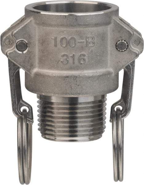 Value Collection - 2" Stainless Steel Cam & Groove Suction & Discharge Hose Female Coupler Male NPT Thread - Part B, 2" Thread, 1,000 Max psi - Industrial Tool & Supply