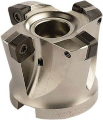 Seco - 5 Inserts, 3.937" Cutter Diam, 0.0787" Max Depth of Cut, Indexable High-Feed Face Mill - 1.2598" Arbor Hole Diam, 0.5669" Keyway Width, 1.9685" High, SCE.. 1206.. Inserts - Industrial Tool & Supply