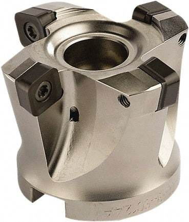 Seco - 4 Inserts, 1.9685" Cutter Diam, 0.0787" Max Depth of Cut, Indexable High-Feed Face Mill - 0.8661" Arbor Hole Diam, 0.4094" Keyway Width, 1.5748" High, SCE.. 1206.. Inserts - Industrial Tool & Supply