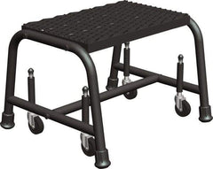 Ballymore - 12" 1 Step Ladder - Rolling Safety Ladder, 450 Lb Capacity, 12" Platform Height, 18" Base Width x 16" Base Depth, Perforated Tread - Industrial Tool & Supply