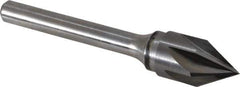 Keo - 1/2" Head Diam, 1/4" Shank Diam, 6 Flute 60° Solid Carbide Countersink - Bright Finish, 2-5/8" OAL, Single End - Industrial Tool & Supply