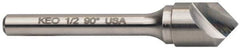 Keo - 1/2" Head Diam, 1/4" Shank Diam, 1 Flute 60° Cobalt Countersink - Bright Finish, 2" OAL, Single End - Industrial Tool & Supply