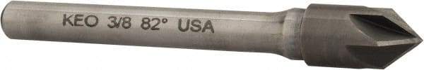 Keo - 3/8" Head Diam, 1/4" Shank Diam, 6 Flute 82° Solid Carbide Countersink - Bright Finish, 2-5/8" OAL, Single End - Industrial Tool & Supply