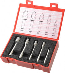 Keo - 5 Piece, 1/4 to 3/4" Head Diam, 90° Included Angle, Single End Countersink Set - Industrial Tool & Supply