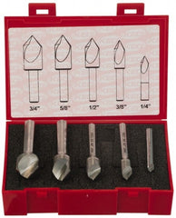 Keo - 5 Piece, 1/4 to 3/4" Head Diam, 82° Included Angle, Single End Countersink Set - Industrial Tool & Supply