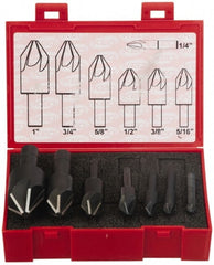 Keo - 7 Piece, 1/4 to 1" Head Diam, 90° Included Angle, Single End Countersink Set - Industrial Tool & Supply