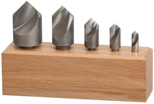 Keo - 5 Piece, 1/4 to 1" Head Diam, 100° Included Angle, Single End Countersink Set - Industrial Tool & Supply