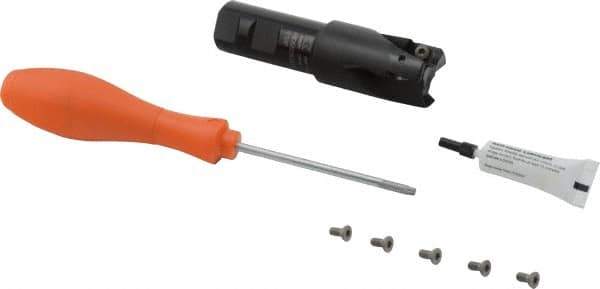Kennametal - 1-1/4" Cut Diam, 18.03mm Max Depth of Cut, 1" Shank Diam, 115.06mm OAL, Indexable Square Shoulder Helical End Mill - E.. 18.. Inserts, Weldon Shank, 0° Lead Angle, Through Coolant, Series Mill 1-18 - Industrial Tool & Supply