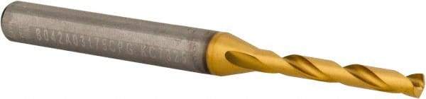 Kennametal - 1/8" 140° Solid Carbide Jobber Drill - Multilayer TiAlN Finish, Right Hand Cut, Spiral Flute, Whistle Notch Shank - Industrial Tool & Supply