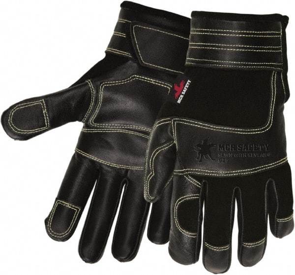 MCR Safety - Size M Cowhide General Protection Work Gloves - For Work & Driver, Uncoated, Adjustable Closure Cuff, Black, Paired - Industrial Tool & Supply