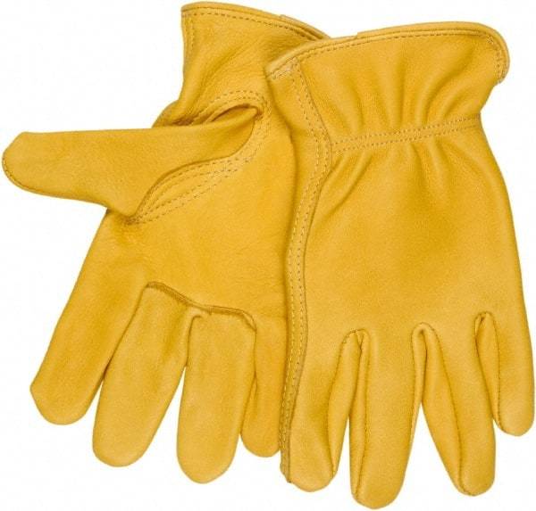 MCR Safety - Size XL Deerskin General Protection Work Gloves - For Work & Driver, Uncoated, Slip-On Cuff, Natural, Paired - Industrial Tool & Supply
