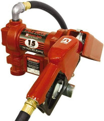 Tuthill - 15 GPM, 3/4" Hose Diam, DC Tank Pump with Automatic Nozzle - 1" Inlet, 3/4" Outlet, 12 Volts, 12' Hose Length, 1/4 hp - Industrial Tool & Supply