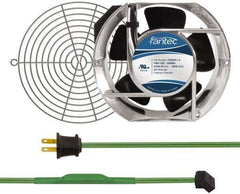 Made in USA - 115 Volts, AC, 240 CFM, Oval Tube Axial Fan Kit - 0.46 Amp Rating, Includes Fan, Fan Filter, 151mm High x 172mm Wide x 51mm Deep, Thermostatically Controlled Fan Cord - Industrial Tool & Supply