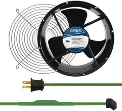 Made in USA - 115 Volts, AC, 600 CFM, Round Tube Axial Fan Kit - 0.22/0.24 Amp Rating, Includes Fan, Fan Guard, 254mm High x 254mm Wide x 89mm Deep, Thermostatically Controlled Fan Cord - Industrial Tool & Supply