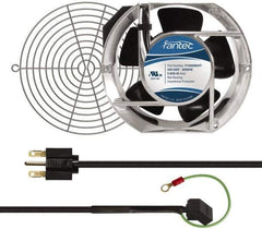 Made in USA - 230 Volts, AC, 240 CFM, Oval Tube Axial Fan Kit - 0.12/0.16 Amp Rating, 151mm High x 172mm Wide x 51mm Deep, Includes Fan, Fan Guard, Fan Cord - Industrial Tool & Supply