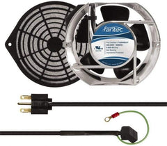 Made in USA - 230 Volts, AC, 240 CFM, Oval Tube Axial Fan Kit - 0.12/0.16 Amp Rating, 151mm High x 172mm Wide x 51mm Deep, Includes Fan, Fan Filter, Fan Cord - Industrial Tool & Supply