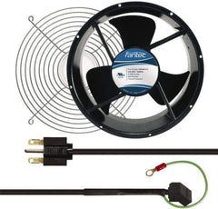 Made in USA - 230 Volts, AC, 600 CFM, Round Tube Axial Fan Kit - 0.16/0.14 Amp Rating, 254mm High x 254mm Wide x 89mm Deep, Includes Fan, Fan Filter, Fan Cord - Industrial Tool & Supply