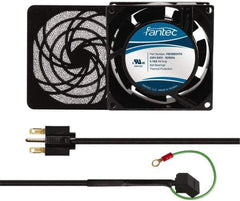 Made in USA - 230 Volts, AC, 32 CFM, Square Tube Axial Fan Kit - 0.06/0.05 Amp Rating, 3.15" High x 3" Wide x 38.5mm Deep, Includes Fan, Fan Guard, Fan Cord - Industrial Tool & Supply