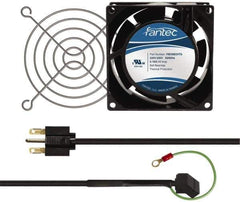 Made in USA - 230 Volts, AC, 32 CFM, Square Tube Axial Fan Kit - 0.06/0.05 Amp Rating, 3.15" High x 3" Wide x 38.5mm Deep, Includes Fan, Fan Filter, Fan Cord - Industrial Tool & Supply