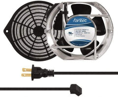 Made in USA - 115 Volts, AC, 240 CFM, Oval Tube Axial Fan Kit - 0.46 Amp Rating, 151mm High x 172mm Wide x 51mm Deep, Includes Fan, Fan Guard, Fan Cord - Industrial Tool & Supply