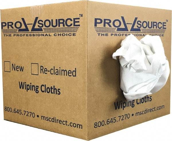 PRO-SOURCE - Cotton Reclaimed Rags - White, Sheeting, Lint Free, 10 Lbs. at 3 to 5 per Pound, Box - Industrial Tool & Supply