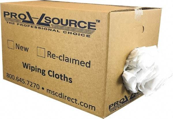 PRO-SOURCE - Cotton Reclaimed Rags - White, Sheeting, Lint Free, 25 Lbs. at 3 to 5 per Pound, Box - Industrial Tool & Supply