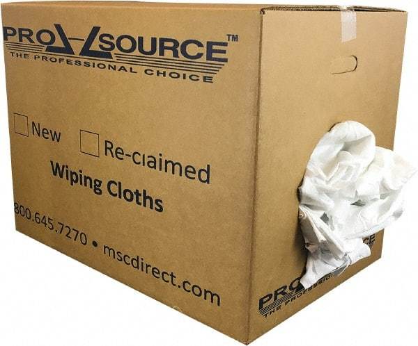 PRO-SOURCE - Cotton Reclaimed Rags - White, Sheeting, Lint Free, 50 Lbs. at 3 to 5 per Pound, Box - Industrial Tool & Supply