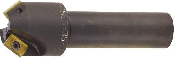 Kyocera - 55° Lead Angle, 2.014" Max Cut Diam, 0.327" Max Depth of Cut, Indexable Chamfer & Angle End Mill - 2 Inserts, XPMT 15T3.. Insert Style, 3.15" OAL, Straight Shank - Industrial Tool & Supply