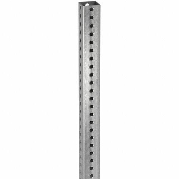 TAPCO - 8' High, Galvanized Traffic Sign Post - Steel, 7/16" Hole Diam, Silver - Industrial Tool & Supply