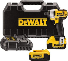 DeWALT - 20 Volt, 1/4" Drive, 117 Ft/Lb Torque, Cordless Impact Driver - Mid-Handle, 2800 RPM, 2 Lithium-Ion Batteries Included - Industrial Tool & Supply