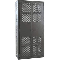 Hallowell - 4 Shelf Locking Storage Cabinet - Steel, 48" Wide x 24" Deep x 78" High, Gray - Industrial Tool & Supply