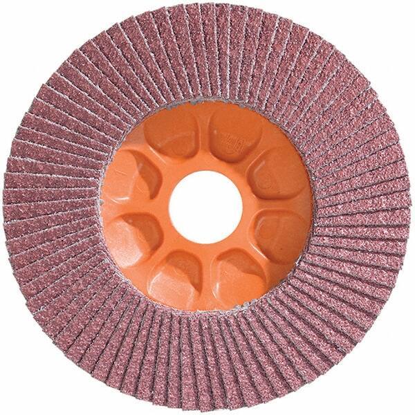 WALTER Surface Technologies - 40 Grit, 5" Disc Diam, 7/8" Center Hole, Type 28 Ceramic Flap Disc - 12,200 Max RPM, Plastic Backing, Arbor Attaching System, Coated - Industrial Tool & Supply