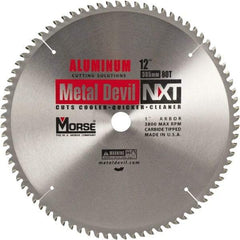 M.K. MORSE - 12" Diam, 1" Arbor Hole Diam, 80 Tooth Wet & Dry Cut Saw Blade - Steel, Standard Round Arbor - Industrial Tool & Supply