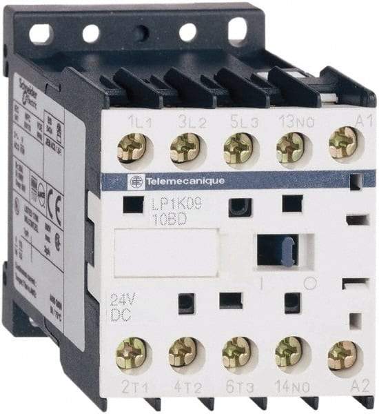 Schneider Electric - 3 Pole, 24 Coil VDC, 16 Amp at 690 VAC, 20 Amp at 440 VAC and 9 Amp at 440 VAC, Nonreversible IEC Contactor - BS 5424, CSA, IEC 60947, NF C 63-110, RoHS Compliant, UL Listed, VDE 0660 - Industrial Tool & Supply