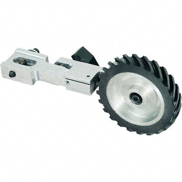 Dynabrade - 5/8" Wide Electric Versatility Belt Grinder Contact Arm - 72" Belt Length x 1" Belt Width, Serrated, Rubber, 40" Contact Wheel Diam - Industrial Tool & Supply